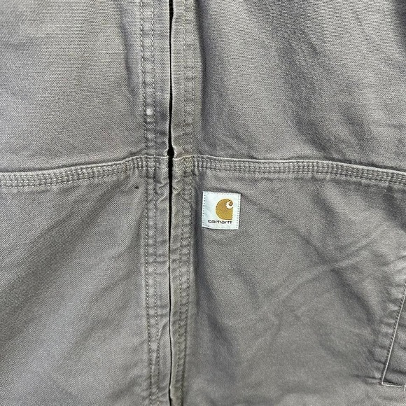 Carhartt duck canvas sherpa lined hooded utility coat women's Large Grey - Picture 3 of 8